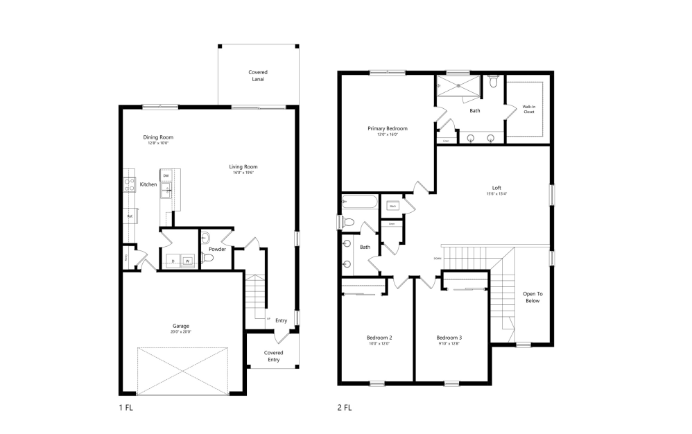 Arno - 3 bedroom floorplan layout with 2.5 bathrooms and 2021 square feet
