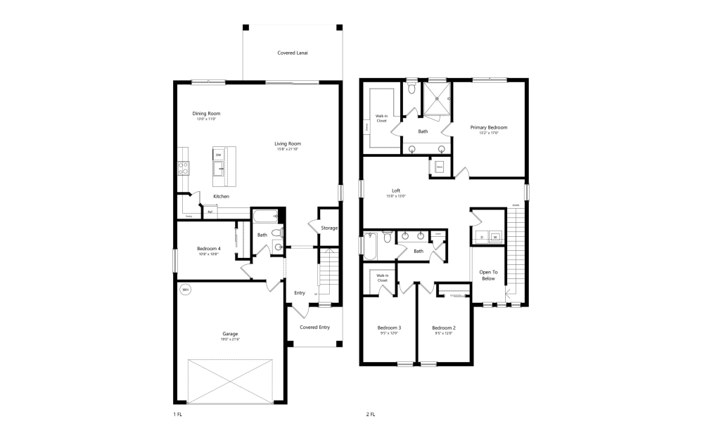 Bianco - 4 bedroom floorplan layout with 3 bathrooms and 2430 square feet