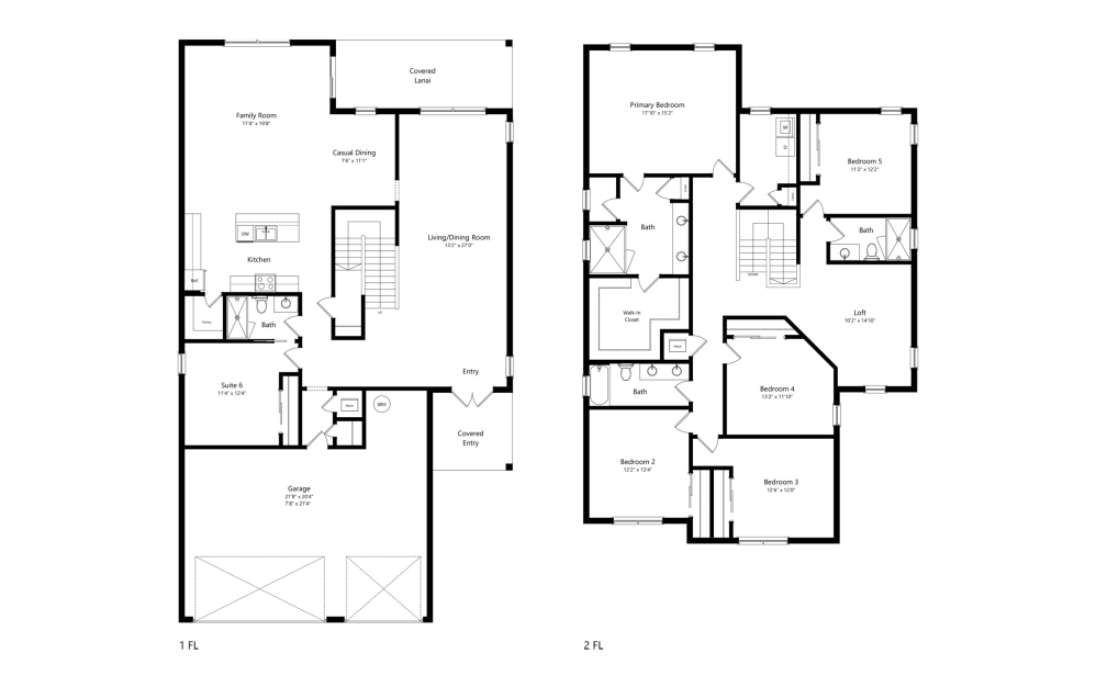 Villanova - 6 bedroom floorplan layout with 4 bathrooms and 3633 square feet